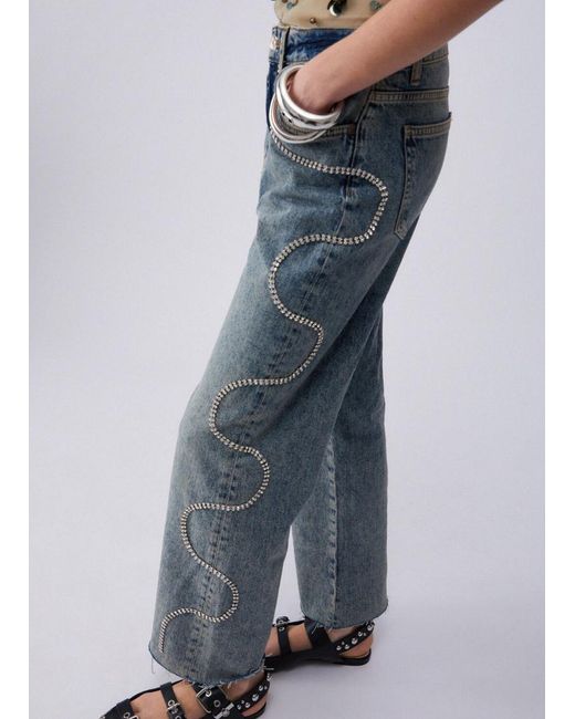 Liu Jo Blue Embellishment-Detail Cropped Jeans