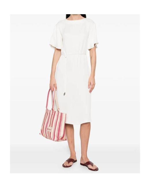 Herno Natural Tie-Waist Short-Sleeve Dress