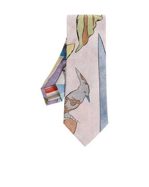 Paul Smith White Graphic Print Tie for men