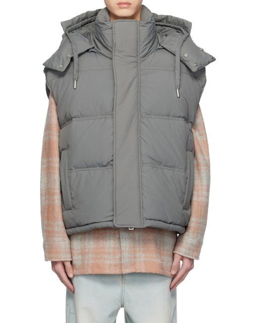 AMI Gray Padded Down Puffer Gilet Jacket for men