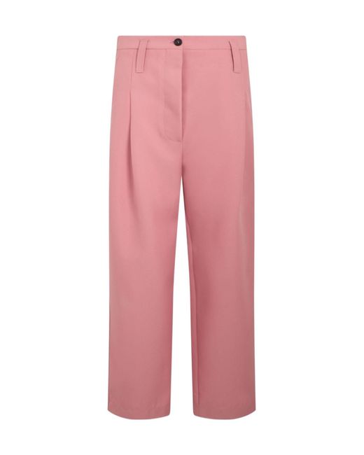 Philosophy Di Lorenzo Serafini Pink Pleated Cropped Pants