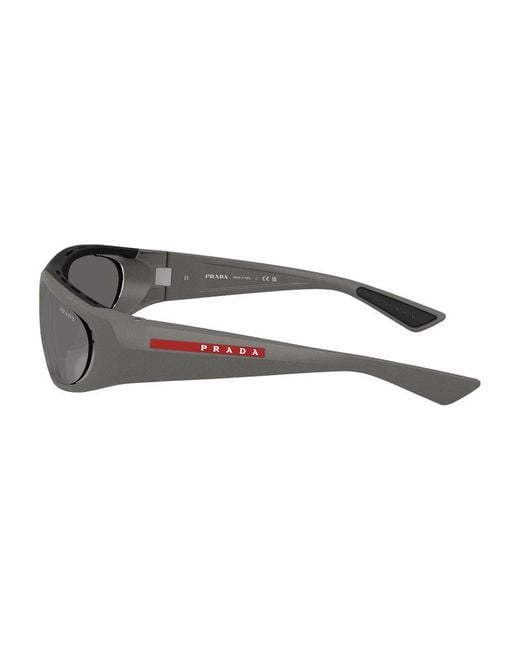 Prada White Eyewear Linea Rossa Rectangle Frame Sunglasses for men