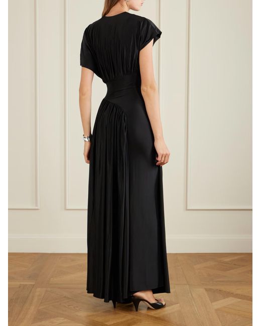 Rabanne Black Rabanne Crewneck Ruched Satin Dress