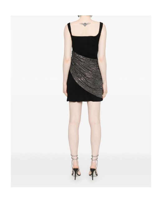 GIUSEPPE DI MORABITO Black Asymmetric Draped Mini Dress