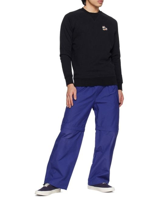 Maison Kitsuné Blue Maison Kitsuné Logo Patch Crewneck Sweatshirt for men