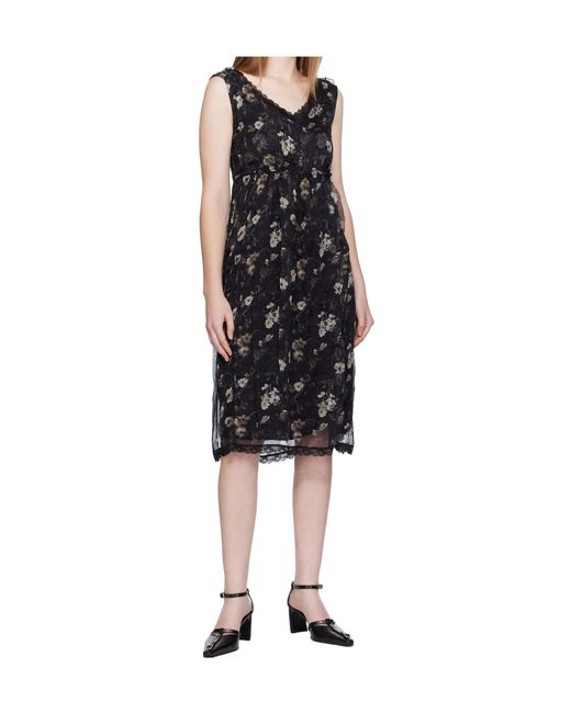 R13 Black Sleeveless V-Neck Midi Dress