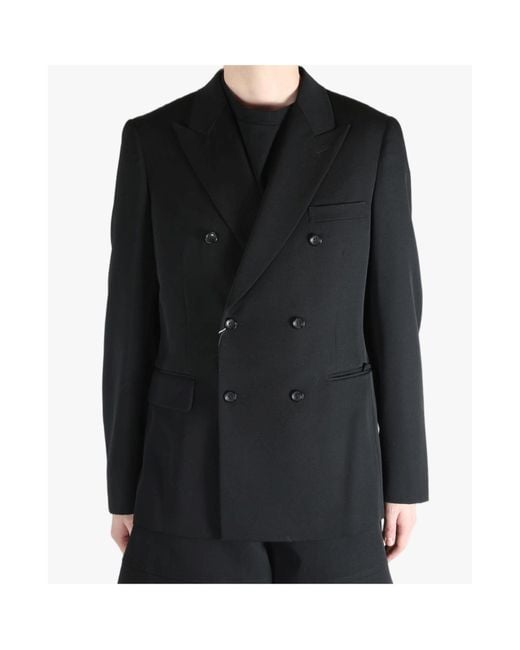 Comme des Garçons Black Double-Breasted Wool Jacket for men
