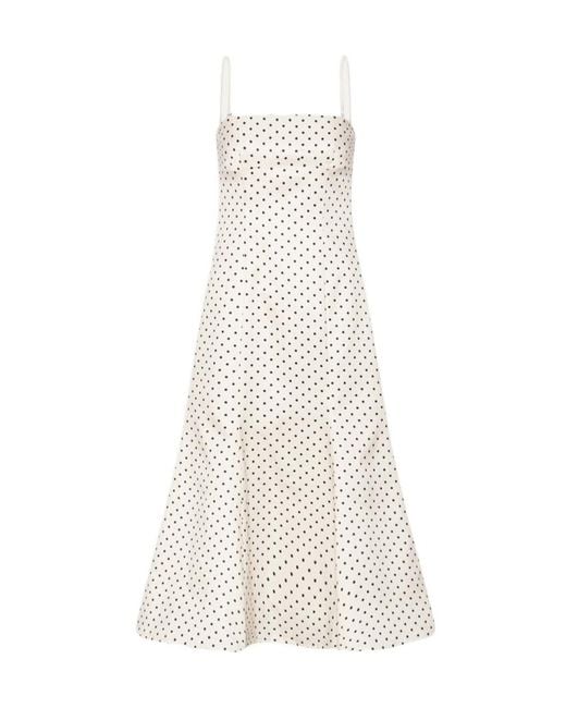 ROTATE BIRGER CHRISTENSEN White Polka-Dot Midi Dress