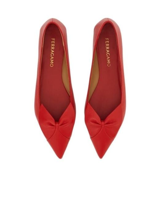 Ferragamo Red Bow Ballet Flat