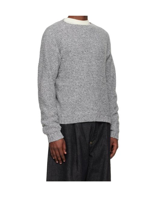 Studio Nicholson Gray Camden Wool Blend Long-Sleeved Knit Sweater for men