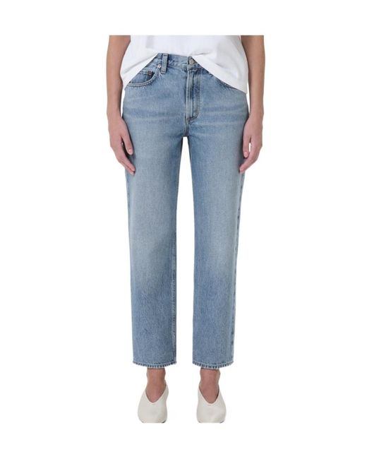 Agolde Blue Valen Mid-Rise Straight Leg Jeans