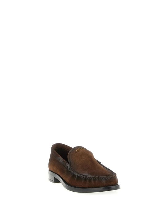 Prada Brown Suede Leather Loafers