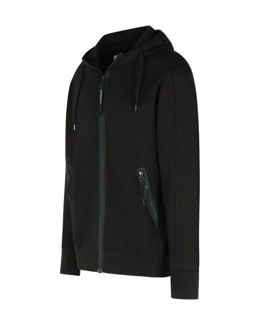 C P Company Black Diagonal Raised Fleece Goggle Sweatshirt for men
