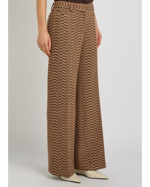 Missoni Brown Chevron Wide-Leg Wool-Blend Trousers