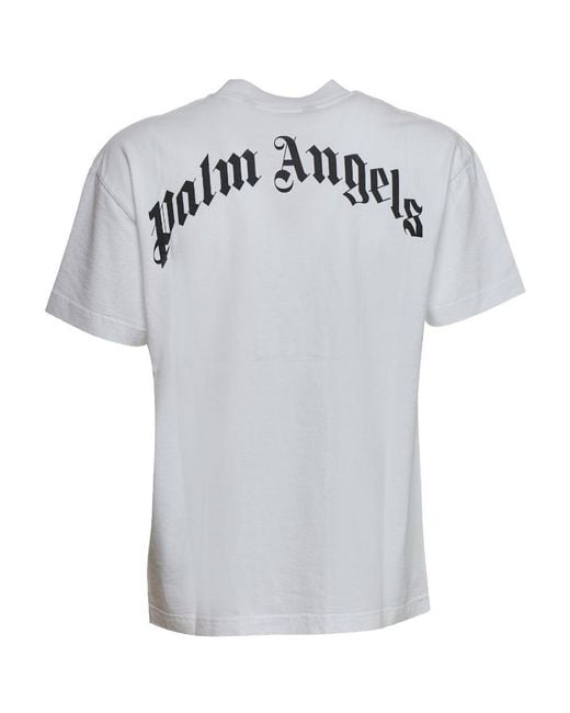 Palm Angels Gray Crocodile-Print Cotton T-Shirt for men