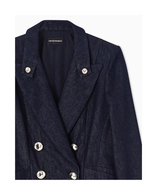 Emporio Armani Blue Double-Breasted Coat