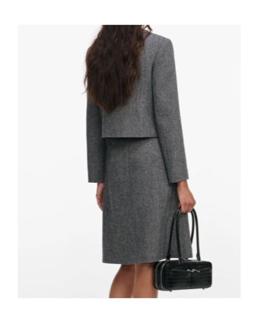 Self-Portrait Gray Herringbone Embellished Trim Jacket