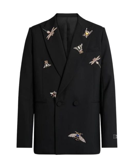 Balmain Black Embroidered Wool And Crystal Insect Jacket for men