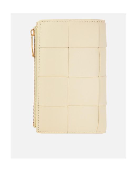Bottega Veneta Natural Cassette Bi-Fold Leather Wallet