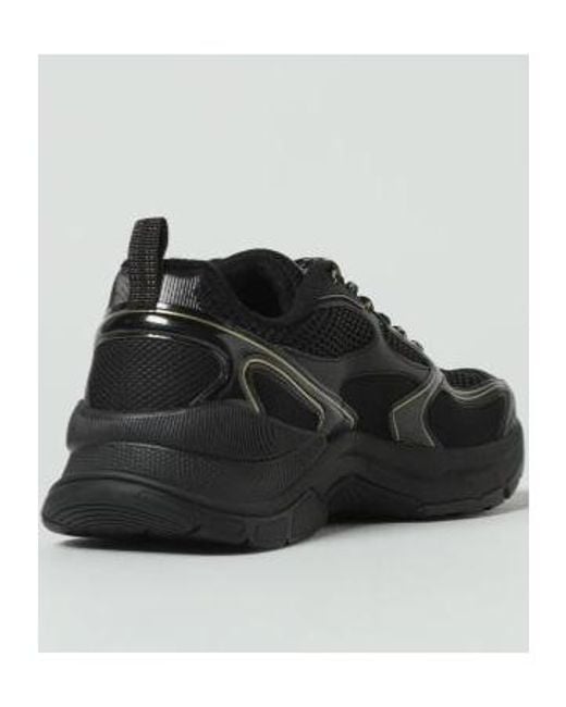 EA7 Black Logo-Print Mesh Sneakers for men