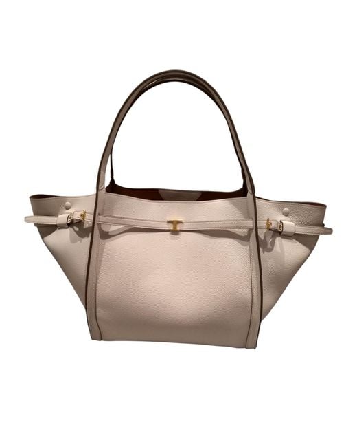 Tod's Natural Medium Top Handle Shopping Tote Bag