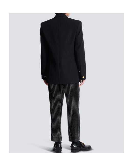 Balmain Black Grain De Poudre Wool 1-Button Jacket for men