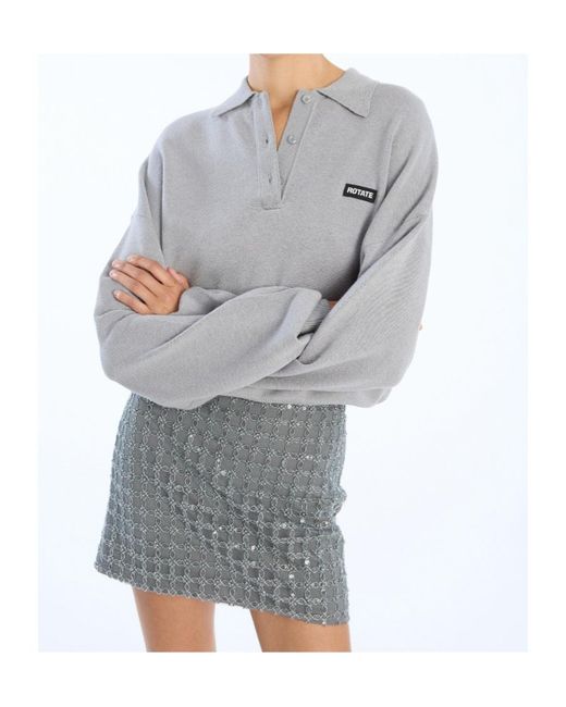 ROTATE BIRGER CHRISTENSEN Gray Beaded Mini Skirt