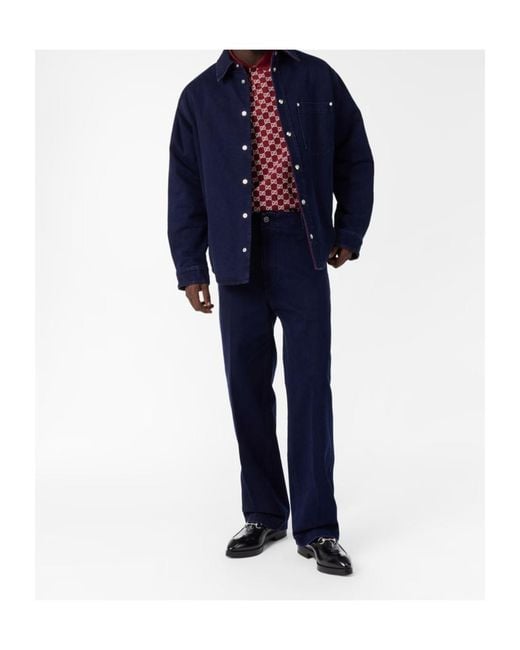 Gucci Blue Long Sleeve Reversible Denim Shirt for men