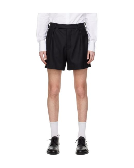 16Arlington Black Pleated Zipper Shorts for men
