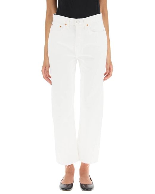 Re/done White Logo Pipe Jeans