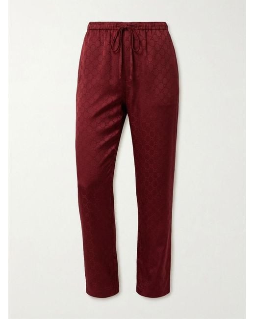 Gucci Red Gg Satin Pants
