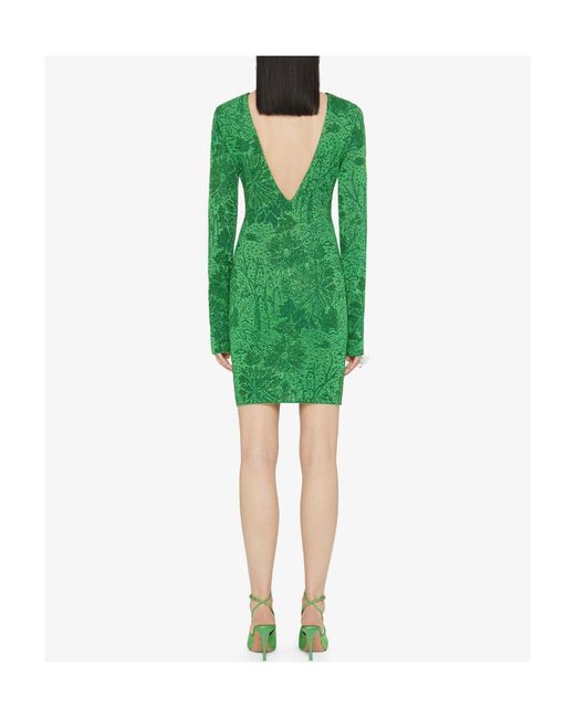 Givenchy Green Lurex Floral Jacquard Dress