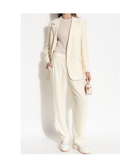 Theory White Elasticated-Waist Trousers
