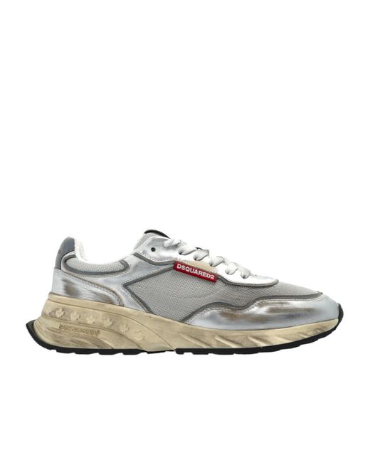 DSquared² White Distressed Low-Top Sneakers