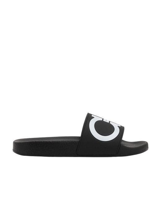 Ferragamo Black Ferragamo Gancini Slides