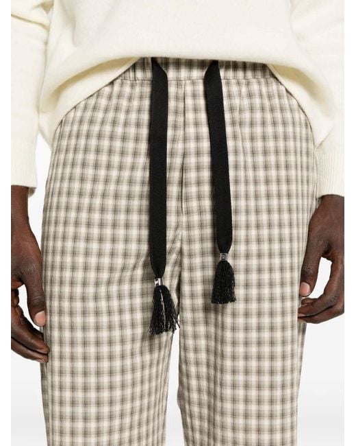 Nanushka White Check-Pattern Tassel-Detail Trousers for men