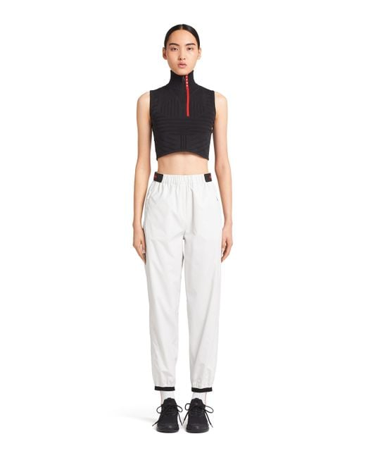 Prada White Light Nylon Wide-Leg Pants