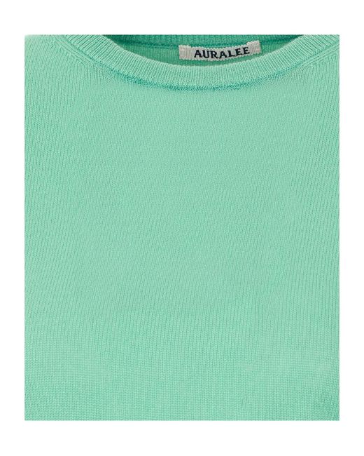 Auralee Green Cashmere Blend Crew Neck Knit Sweater