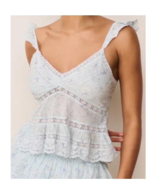 LoveShackFancy White Lainie Ruffled Lace Top