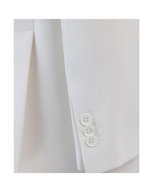 P.A.R.O.S.H. White Double Lapel Single-Breasted Suit Jacket