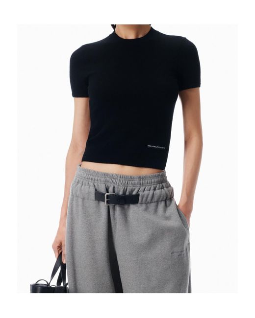 Alexander Wang Blue T By Logo Patch Crewneck Knitted T-Shirt