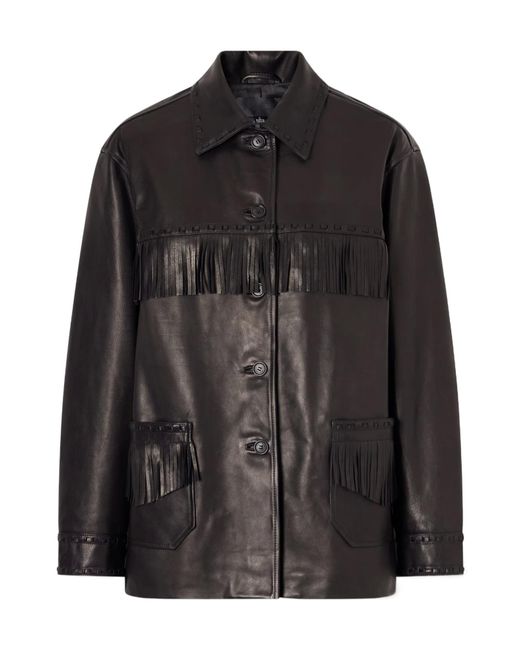 Nili Lotan Black Gus Tassel Leather Jacket