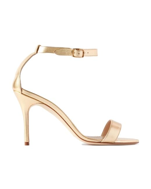 Manolo Blahnik Metallic Open-Toe High-Heeled Sandals