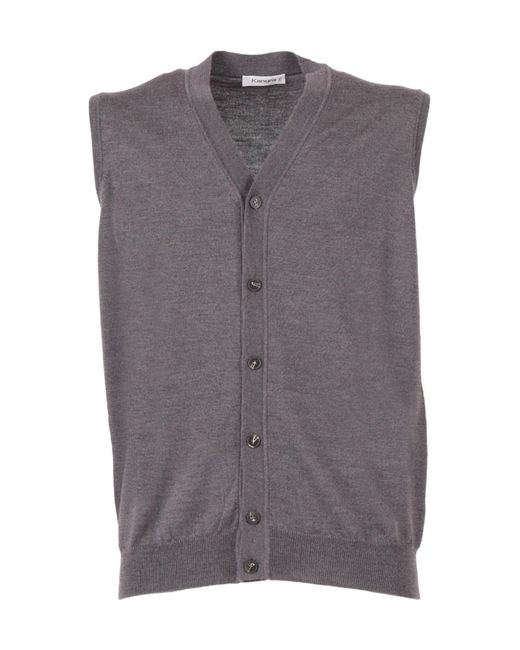 Kangra Cashmere Gray Kangra Button-Up Knitted Gilet for men