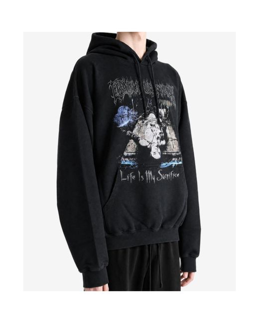 Vetements Blue Long-Sleeved Hooded Sweatshirt for men