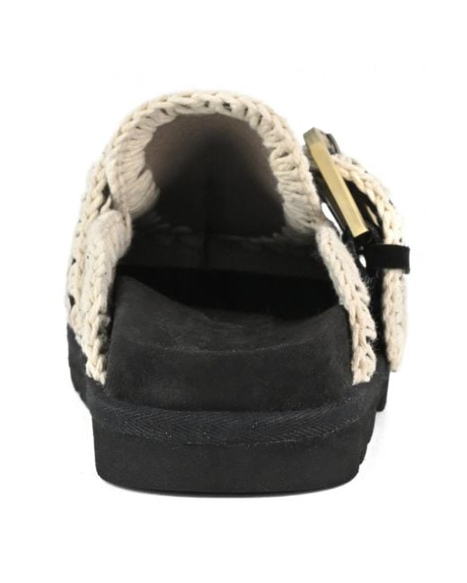 Mou Black Low Bio Sabot Two-Buckles