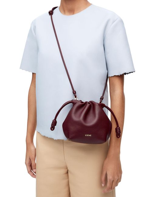 Loewe Red Flamenco Drawstring Mini Shoulder Bag