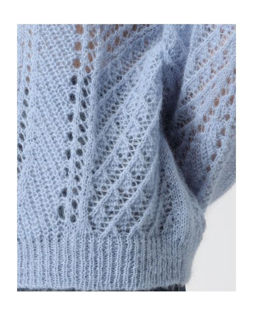 Twinset Blue Cable-Knit Open-Work Sweater