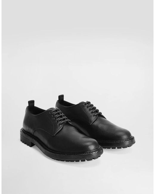 Dolce & Gabbana Black Round Toe Derby Shoes for men