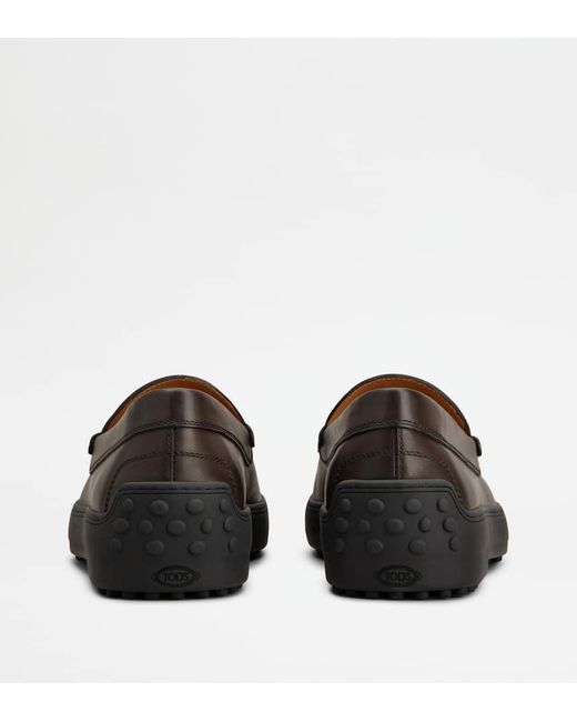Tod's Black Gommino Leather Moccasins for men
